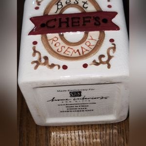 Vintage Rosemary Spice Lidded Canister Crackle Glaze Home Interiors